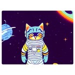 Cat Astronaut Space Retro Universe Premium Plush Fleece Blanket (Extra Small)