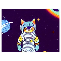 Cat Astronaut Space Retro Universe Two Sides Premium Plush Fleece Blanket (Extra Small) from ArtsNow.com 40 x30  Blanket Front