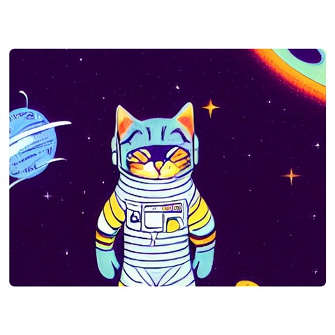 Cat Astronaut Space Retro Universe Two Sides Premium Plush Fleece Blanket (Extra Small) from ArtsNow.com 40 x30  Blanket Back