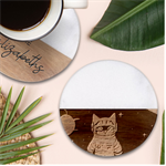 Cat Astronaut Space Retro Universe Classic Marble Wood Coaster (Round) 
