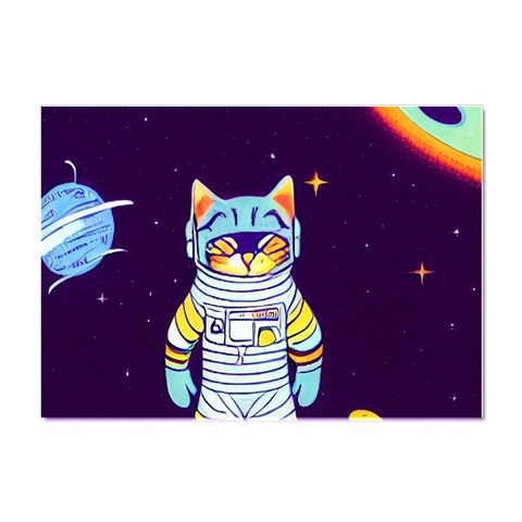 Cat Astronaut Space Retro Universe Crystal Sticker (A4) from ArtsNow.com Front