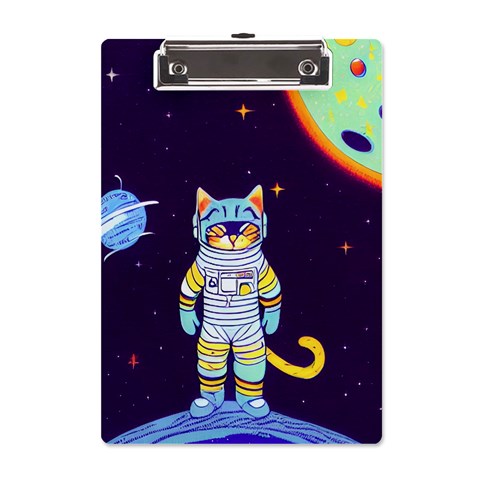 Cat Astronaut Space Retro Universe A5 Acrylic Clipboard from ArtsNow.com Front