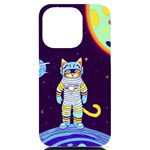 Cat Astronaut Space Retro Universe iPhone 14 Pro Black UV Print Case