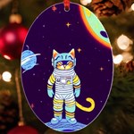Cat Astronaut Space Retro Universe UV Print Acrylic Ornament Oval