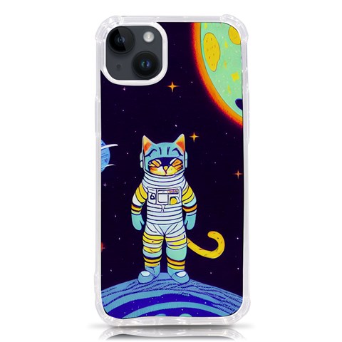 Cat Astronaut Space Retro Universe iPhone 14 Plus TPU UV Print Case from ArtsNow.com Front