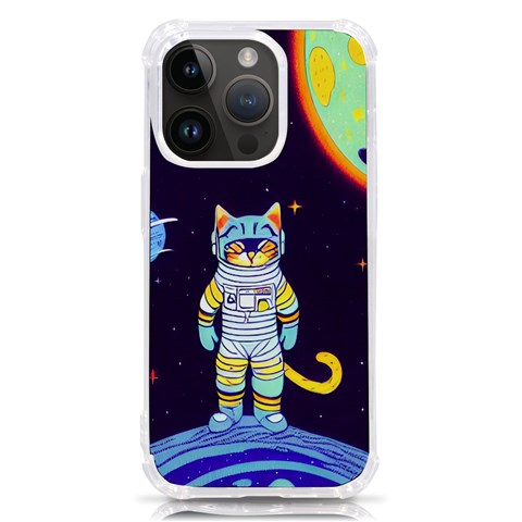 Cat Astronaut Space Retro Universe iPhone 14 Pro TPU UV Print Case from ArtsNow.com Front