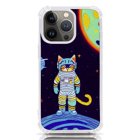 Cat Astronaut Space Retro Universe iPhone 13 Pro TPU UV Print Case from ArtsNow.com Front