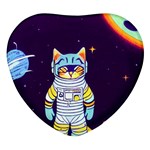 Cat Astronaut Space Retro Universe Heart Glass Fridge Magnet (4 pack)