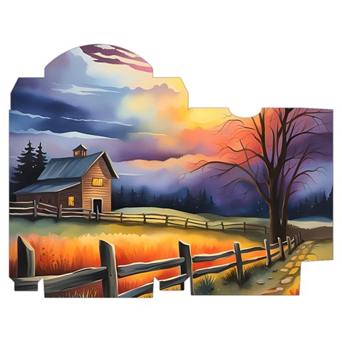 Rural Farm Fence Pathway Sunset Playing Cards Single Design (Rectangle) with Custom Box from ArtsNow.com Poker Box