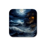 House Waves Storm Rubber Square Coaster (4 pack)
