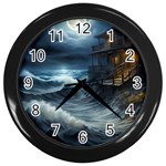 House Waves Storm Wall Clock (Black)