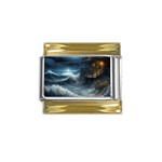 House Waves Storm Gold Trim Italian Charm (9mm)