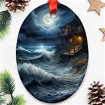 House Waves Storm Oval Ornament (Two Sides)