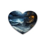 House Waves Storm Rubber Heart Coaster (4 pack)