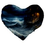 House Waves Storm Large 19  Premium Heart Shape Cushions