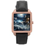 House Waves Storm Rose Gold Leather Watch 