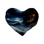 House Waves Storm Standard 16  Premium Flano Heart Shape Cushions