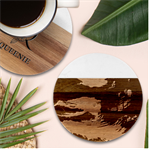 House Waves Storm Marble Wood Coaster (Round)