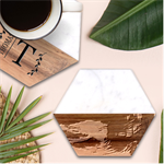 House Waves Storm Marble Wood Coaster (Hexagon) 