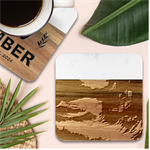 House Waves Storm Marble Wood Coaster (Square)