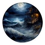 House Waves Storm Round Glass Fridge Magnet (4 pack)