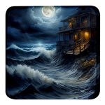 House Waves Storm Square Glass Fridge Magnet (4 pack)