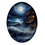 House Waves Storm Oval Glass Fridge Magnet (4 pack)
