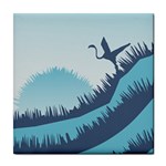 Swan Flying Bird Wings Waves Grass Tile Coaster