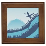Swan Flying Bird Wings Waves Grass Framed Tile