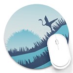 Swan Flying Bird Wings Waves Grass Round Mousepad
