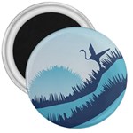 Swan Flying Bird Wings Waves Grass 3  Magnets