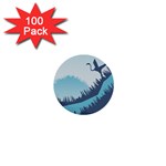 Swan Flying Bird Wings Waves Grass 1  Mini Buttons (100 pack) 