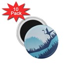 Swan Flying Bird Wings Waves Grass 1.75  Magnets (10 pack) 
