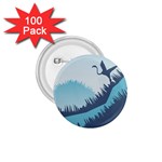 Swan Flying Bird Wings Waves Grass 1.75  Buttons (100 pack) 