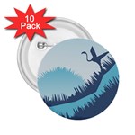 Swan Flying Bird Wings Waves Grass 2.25  Buttons (10 pack) 