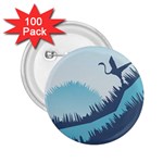 Swan Flying Bird Wings Waves Grass 2.25  Buttons (100 pack) 