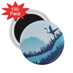 Swan Flying Bird Wings Waves Grass 2.25  Magnets (100 pack) 