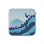 Swan Flying Bird Wings Waves Grass Rubber Coaster (Square)