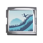 Swan Flying Bird Wings Waves Grass Mega Link Italian Charm (18mm)