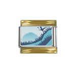 Swan Flying Bird Wings Waves Grass Gold Trim Italian Charm (9mm)