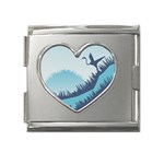 Swan Flying Bird Wings Waves Grass Mega Link Heart Italian Charm (18mm)