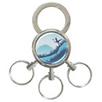Swan Flying Bird Wings Waves Grass 3-Ring Key Chain