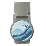 Swan Flying Bird Wings Waves Grass Money Clips (Round) 