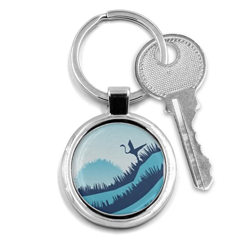 Swan Flying Bird Wings Waves Grass Key Chain (Round) from ArtsNow.com Front