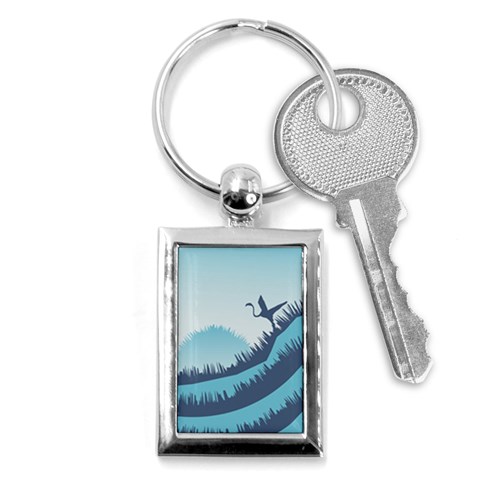 Swan Flying Bird Wings Waves Grass Key Chain (Rectangle) from ArtsNow.com Front