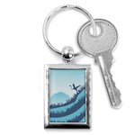 Swan Flying Bird Wings Waves Grass Key Chain (Rectangle)