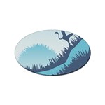 Swan Flying Bird Wings Waves Grass Sticker (Oval)