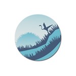Swan Flying Bird Wings Waves Grass Magnet 3  (Round)