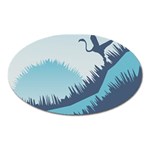 Swan Flying Bird Wings Waves Grass Oval Magnet