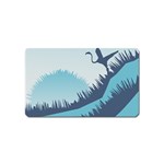 Swan Flying Bird Wings Waves Grass Magnet (Name Card)